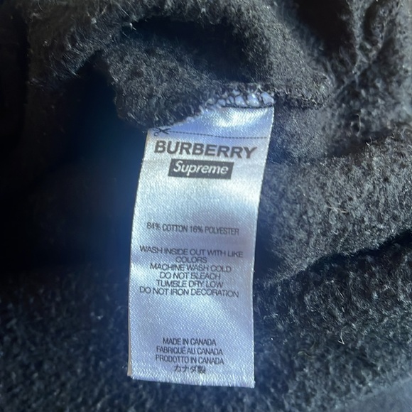 Burberry x Supreme 2022 Black Hoodie size XL GUC - Picture 5 of 7